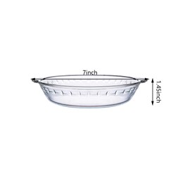 1 Pack Round Glass Pie Pans for Baking Round Baking Dishes with Handles for Apple Pie Pumpkin Pie Salads (Clear 8in)