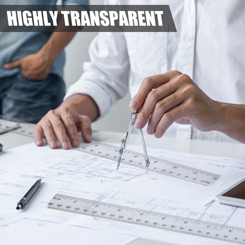 4 pcs Rulers 30cm, Dual Scale Ruler with Metric &