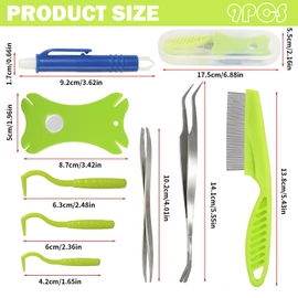 afhgdjr 9 in 1 Set Tick Tweezers, Tick Tweezers Human, Tick Card, Tick Tweezers for Dogs, Tick Sling, Suitable for Animals and People, Suitable for Dogs, Cats and Children
