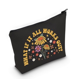 JXGZSO Motivation Quote What If It All Works Out Makeup Bag Mental Health Awareness Gift Mental Health Inspiration Gift (All Works Out Bag)
