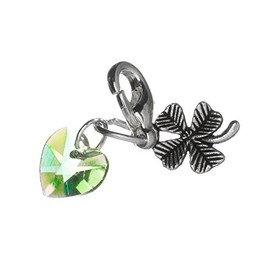 Libby's Market Place Good Luck Clip on Charm with a Four Leaf Clover with Organza Gift Bag