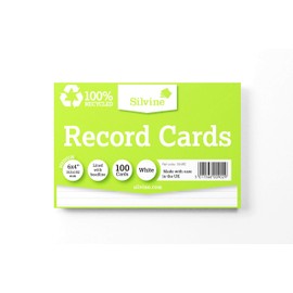 Silvine 6x4" 100% Recycled Flash Cards - Lined (100 Cards) White