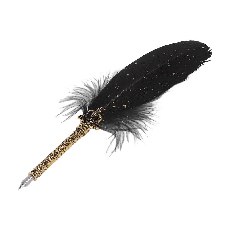 Quill Pen Set Retro Elegant Exquisite Pattern Smoothing Writing Feather