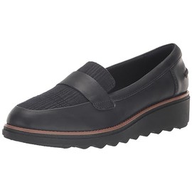 Clarks Women's Sharon Gracie Loafer, Navy Combi Leather, 7 Wide
