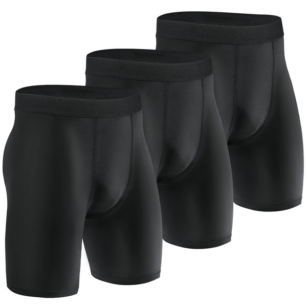 Niksa 3 Pack Compression Shorts Men Quick Dry Black Performance Athletic Shorts-M