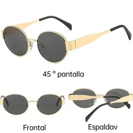 Miortior 2 Piezas Gafas de Sol Ovaladas Vintage, Gafas de Sol con Montura de Metal Dorado y Negro para Mujeres y Hombres, Visera, Tono Clásico