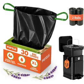 Pupzle 1.3 Gal Dog Poop Bin Liners, Trash Can Liners, 30 Count | Compatible with CEROELDA , Pupzle and AnimoGoods Dog Poop Bin, Trash Can Liners for Small Square Trash Can, Durable Leakproof
