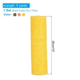 uxcell 3 Pcs Decorative Mesh Ribbon, 10 Inch x 5 Yard Mesh Ribbon Roll Foil Metallic for Christmas Tree Wreath Decoration, Orange/Yellow/Black Yellow