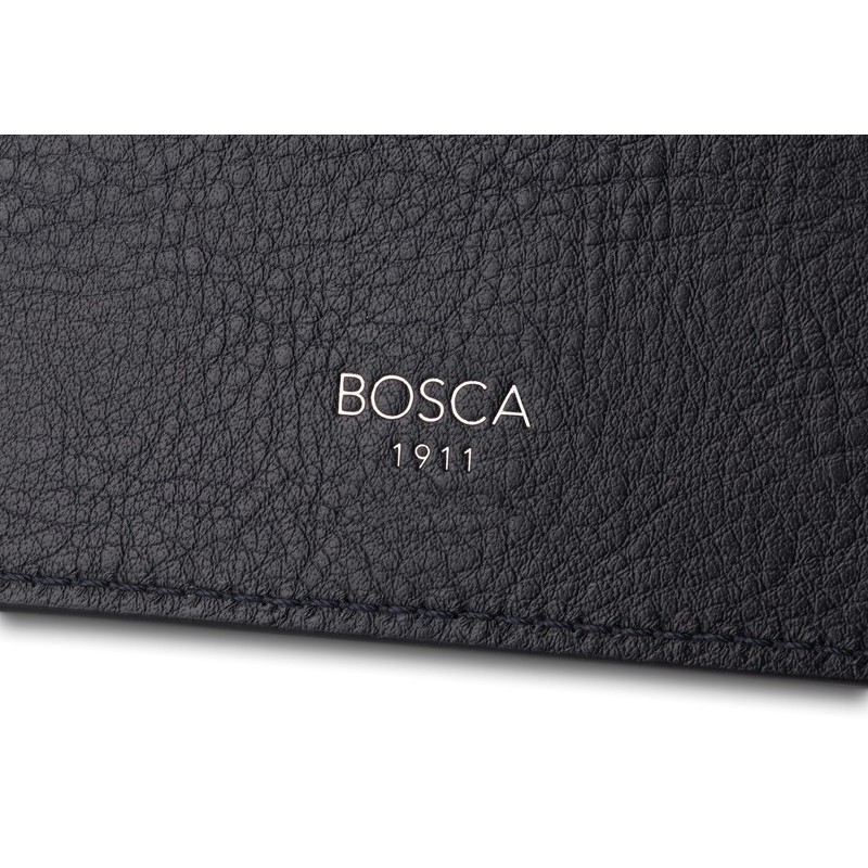 Bosca Navayo Card Case All Leather Wallet Blue-Black