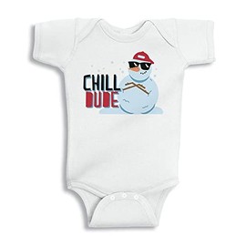 Chill Dude Snowman Baby Infant One Piece Bodysuit 6 Months White