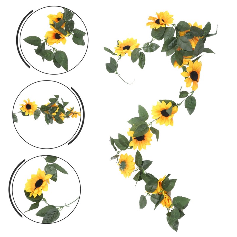 Ciieeo 2pcs Artificial Sunflower Vine Faux Flower Garland for Home