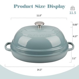 EDGING CASTING Enameled Oval Cast Iron Dutch Oven Pot with Lid, Bread Dutch Oven for Sourdough Bread Baking, 6QT, Seasalt