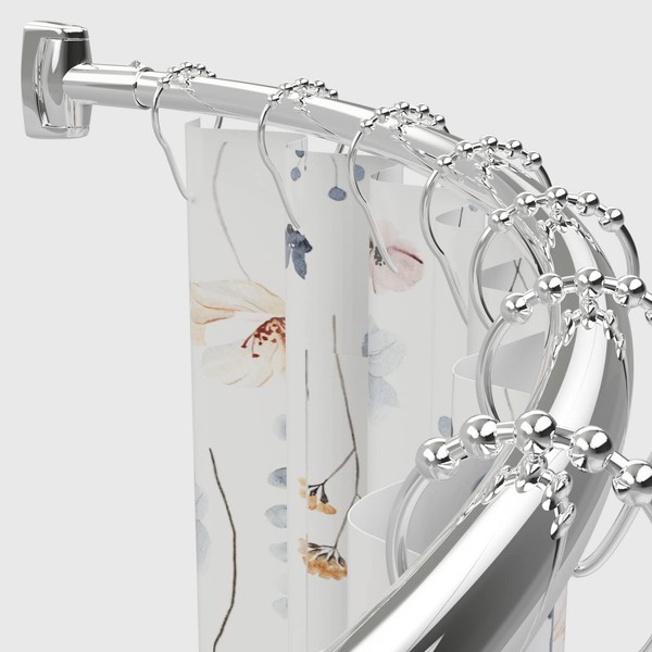 Chrsouly Adjustable 30-50 inches Curved Shower Curtain Rod, Premium Stainless