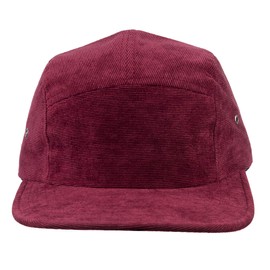 FLVFF 5 Panel Hat for Men Women Flat Brim Baseball Cap Urban Street Camper Hats (F1) (Burgundy Corduroy)