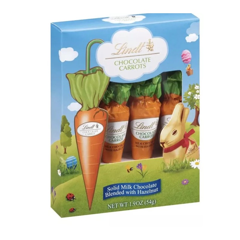 Lindt Carrots, Solid Milk Chocolate Blended W/ Hazelnut:1.9oz