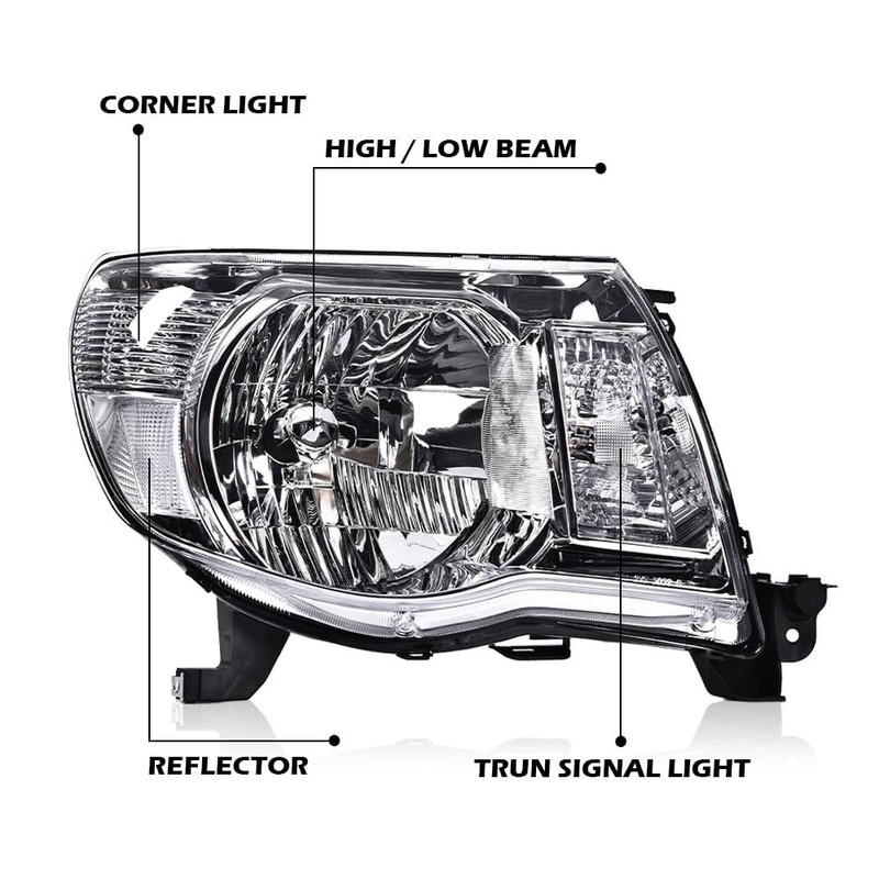 PIT66 Headlights Assembly Compatible with Toyota Tacoma 2005 2006 2007