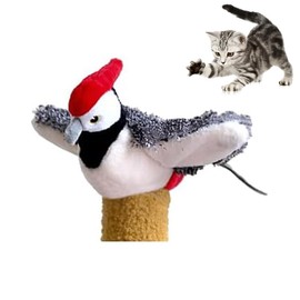 Tyasoleil Flapping Bird Cat Toy with Simulated Chirping & Touch-Activated Wings - Plush Interactive Kitten Toy for Indoor Cats, Self-Play Design with Catnip (Flamingo)