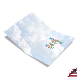 The Best Card Company - Cute Good Luck Card with Envelope - Colorful Sky and Balloons, Greeting (Not 3D or Raised) - Inflated Messages Good Luck C5651SGLG