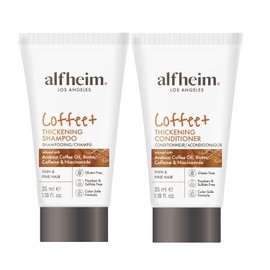 Alfheim Travel Size Hair Care Set – Coffee, Argan Oil, Rosemary & Lavender Shampoo and Conditioner – Nourishing & Refreshing Formula for All Hair Types, 1.18 oz Each
