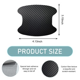 Car Door Edge Protector Kit, 4.13" x 3.15" Door Bowl + 0.6" x 5" Door Handle Carbon Fiber Leather Anti-Scratch Protective Decoration Stickers, Waterproof Self-Adhesive Decal (Black)