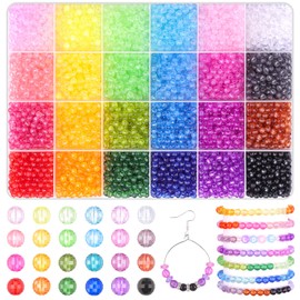 Tinkrstuff 4320 Pcs 4MM Round Crystal Beads for Jewelry Making|24 Colors Faceted Acrylic Loose Crystal Beads for Bracelets Necklaces Suncatcher Keychain Earring DIY Crafter's Supply Kit