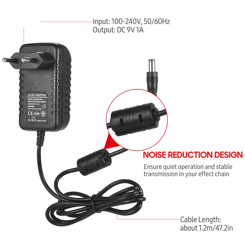 Caline CP-07A Guitar Effects Power Supply Adapter DC 9V 1A