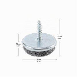 haggiy Felt Gliders Parquet Gliders Screws Diameter 20 mm Nickel-Plated (Pack of 20)