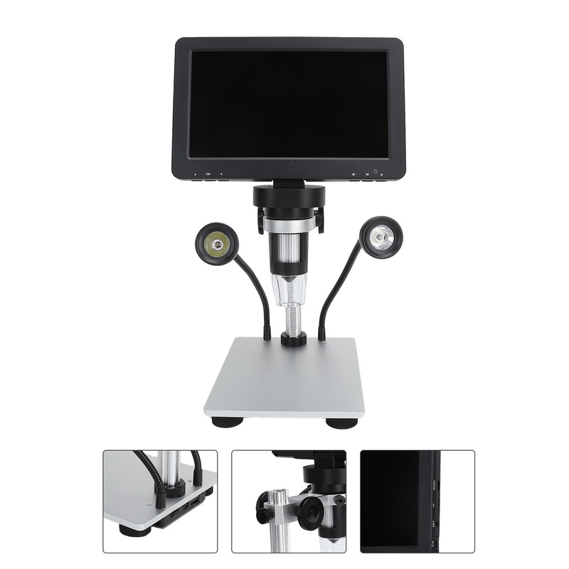DM9 Digital Microscope 7‑Inch Screen 8 LED Lights Adjustable Brightness