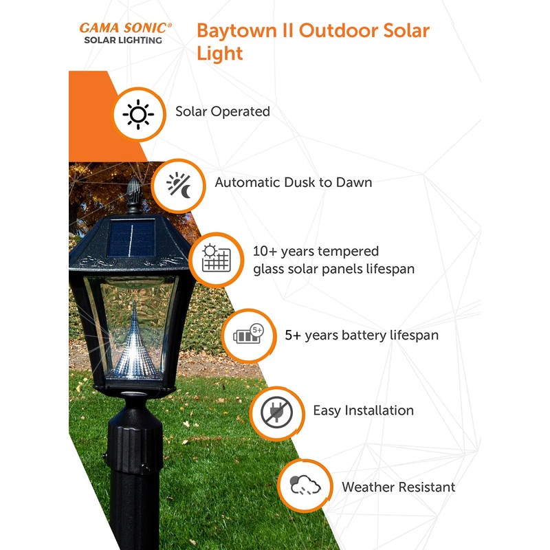 Gama Sonic Baytown II, Outdoor Solar Light and 3" Pole