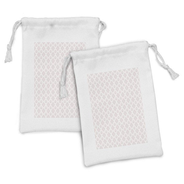 Ambesonne Damask Fabric Pouch Set of 2, Classical Monochrome Floral