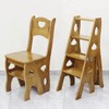 Wooden Folding Library Ladder Chair, 4-Storey Portable Multi-Function Step Stool,