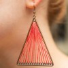 Unbranded Red, Geometric Triangle Woven Cloth Boho/Bohemian Earrings
