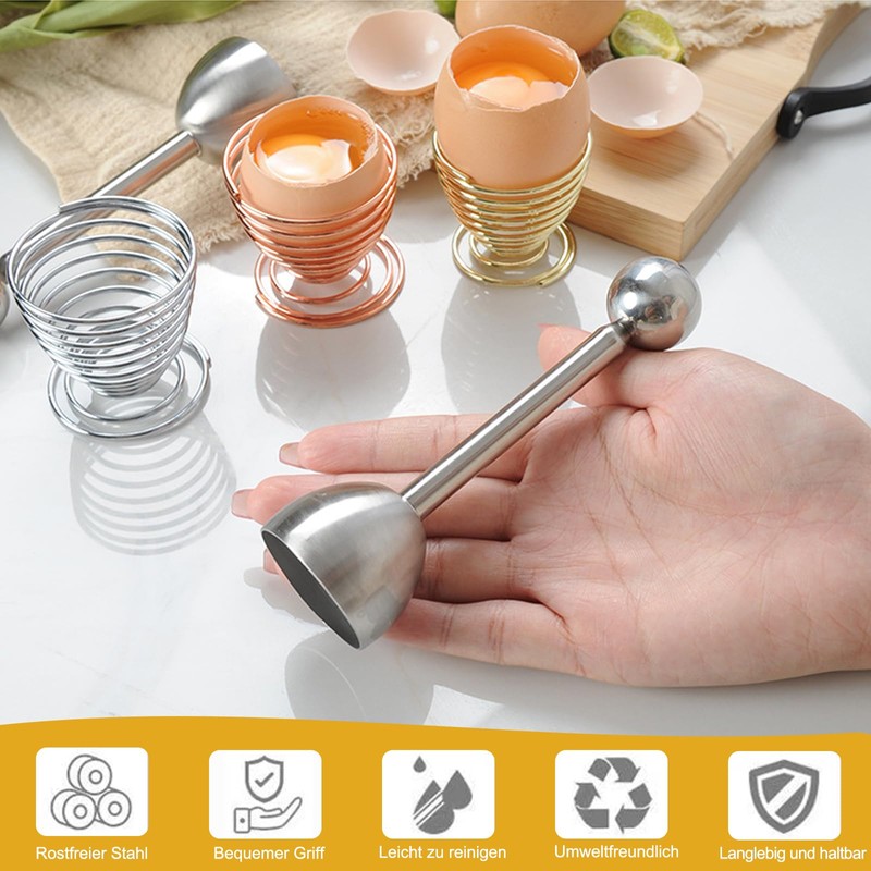 Edelstahl Eierköpfer Set, Eieröffner Werkzeug, Eierschneider, Eierpiekser, Eierlocher, Eierstecher Eipicker,