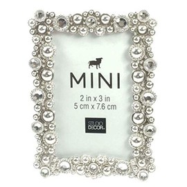 Studio Decor Bejeweled Silver Tone Metal Mini Picture Frame 2 X 3