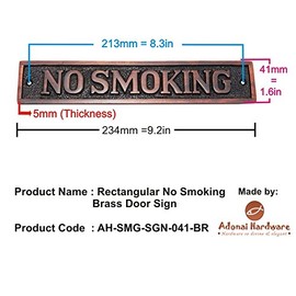 Adonai Hardware Rectangular No Smoking Brass Door Sign - Antique Brushed Nickel