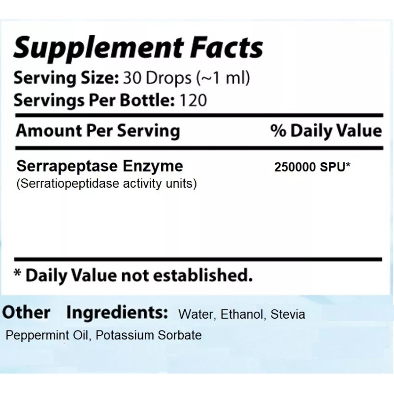 Absonutrix Liquid Serrapeptase 125000 SPU and 250000 SPU combo 4flOz