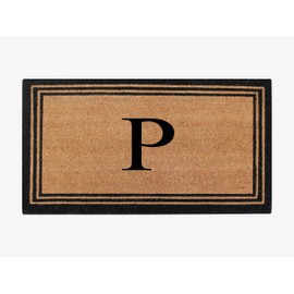 A1HC Natural Coir Monogrammed Door Mat For Front Door, Anti-Shed Treated Durable Doormat for Entrance, Heavy Duty, Easy to Clean, Long Lasting, Front Porch Entry Doormat