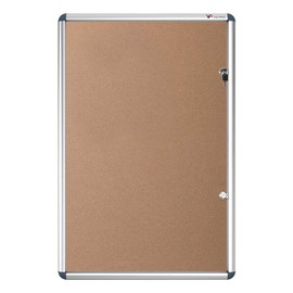 VIZ-PRO Tamperproof Lockable Cork Noticeboard Class 1 Aluminium Framed 48x36 Inches
