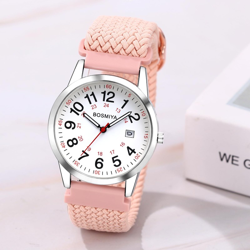 腕時計 ユニセックス アナログ ナイロンベルト カレンダー: 読みやすい 24時間 防水 ウォッチ クォーツ腕時計