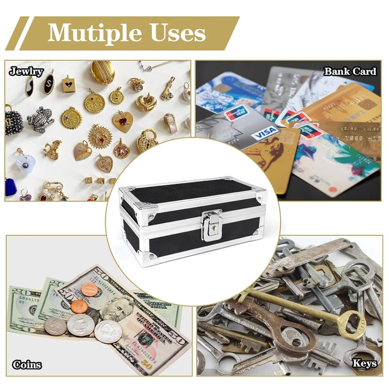 Large Size Lockable Cash Box, Alum Alloy, 1-Row Tray, for