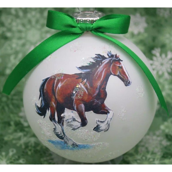 H394 Hand-made Christmas Ornament - horse bay budweiser Clysedale gallop