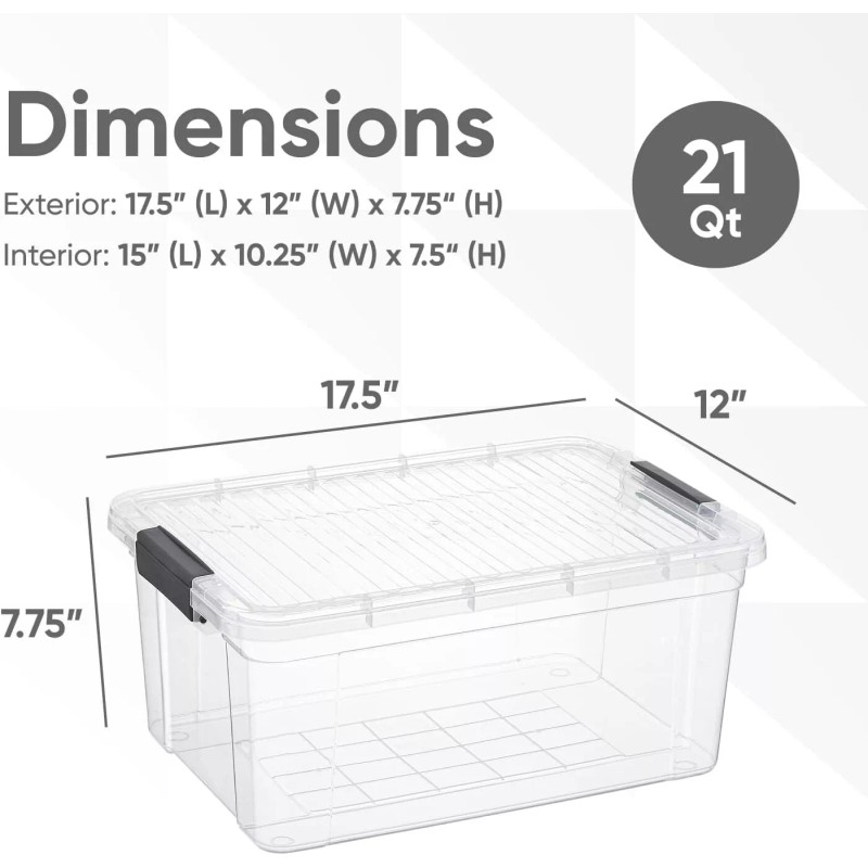 Superio Clear Storage Bins with Lids, 2 Pack- Plastic Storage