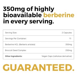 Mara Labs BerbElite | 350mg Berberine HCL & Broccoli Seed Complex for Increase Bioavailability | 30 Vegan Capsules