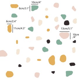 Boho Wall Decor Terrazzo Decal Polka Dots Wall Stickers Irregular Stones Colorful Peel and Stick Decorations Abstract Vintage Abstract Geometric Modern Wall Art Home Decals for Furniture Bedroom