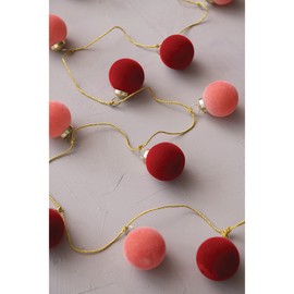 Creative Co-Op 72" L Flocked Glass Ball Ornament w/Gold Cord, Pink & Red Garland