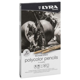 LYRA Rembrandt Polycolor, Fine Art Coloured Pencil Set, 12 Assorted Grey Tone Colours, Ideal for Professionals & Students