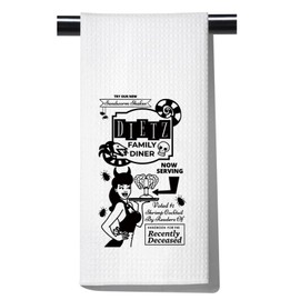 POFULL Horror Movie Inspired Gift Lydia Gift Sandworm Gift Scary Killer Fans Gift Dietz Family Diner Kitchen Towel (Family Diner)