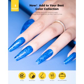 BURANO Glitter Gel Nail Polish, LED UV Nail Gel Shimmer Holographic Effect Soak off Gel Curing Required, No Chip Gel Polish Sparkle Gel Home DIY Nail Salon (Blue LP7)