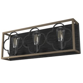 Hunter - Gablecrest 3-light French Oak, Medium Size Vanity Light, Dimmable, Transitional Style, for Bedrooms, Kitchens, Foyers, Bathrooms - 19396