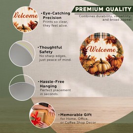 Waltheon Thanksgiving Day Decor Pumpkin Welcome Autumn Vintage Sign Retro Tin Sign for Kitchen Garden Yard Wall Bedroom Club Home Decor 12x12inch